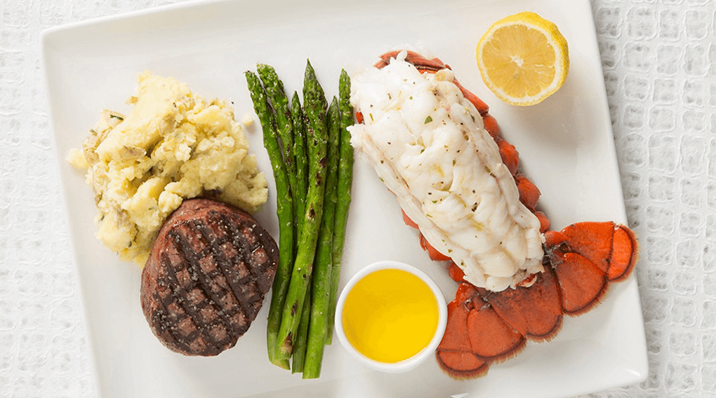 Surf + Turf: 4 oz. filet, ½ lb. lobster tail